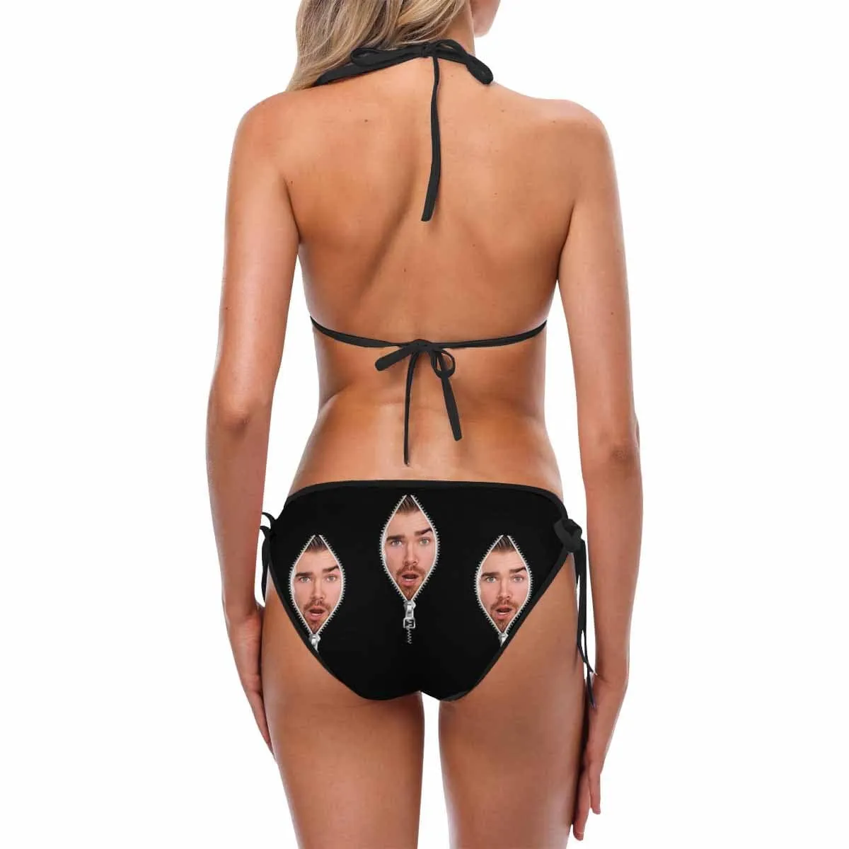 Custom Face Bikini Swimsuit-Zipper Photo
