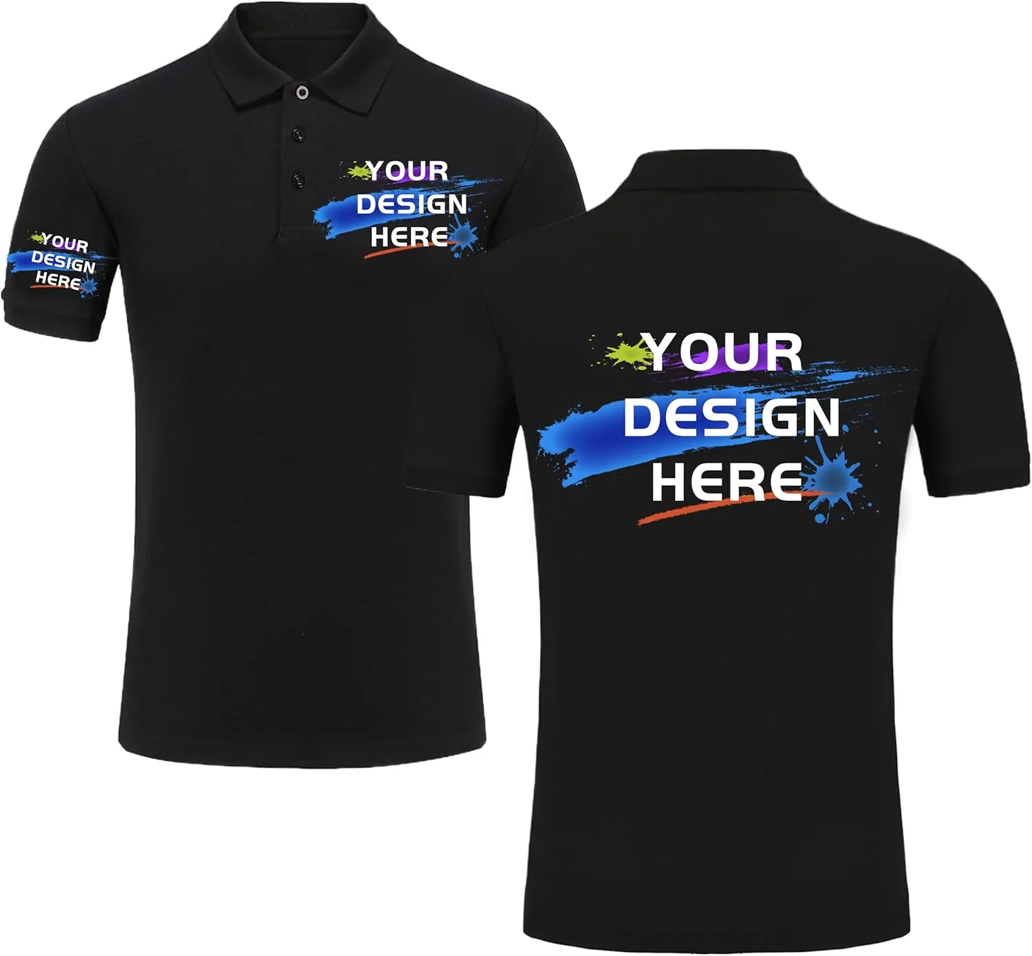 Custom Polo Shirt for Men Customized Golf T Shirts Design Your Own Front Back Personalized Tee PrintLogo Name