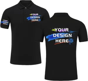 Custom Polo Shirt for Men Customized Golf T Shirts Design Your Own Front Back Personalized Tee PrintLogo Name
