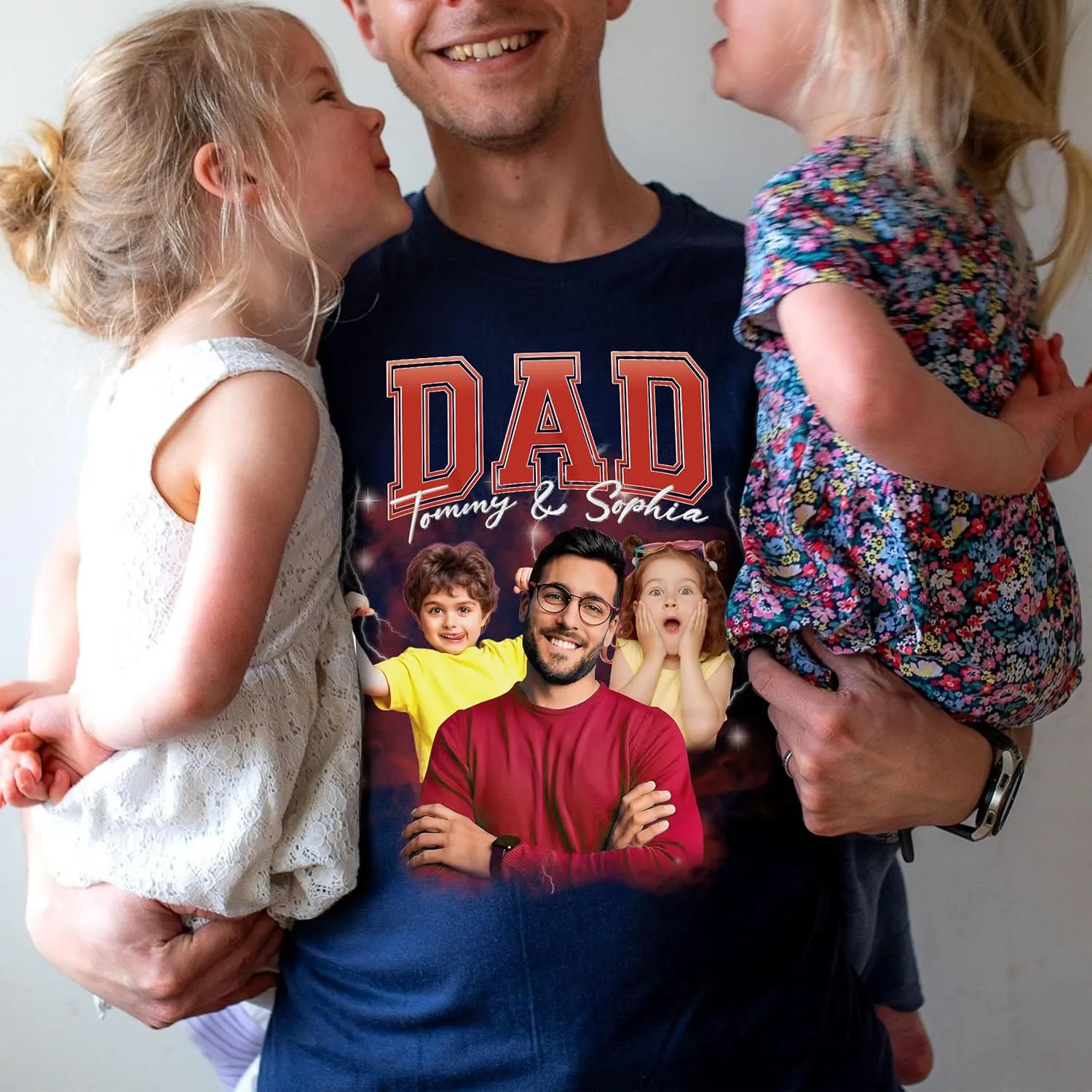 Customized Dad Shirt with Photos, Personalized Dad Shirt with Kids Names, for Dad Grandpa Papa