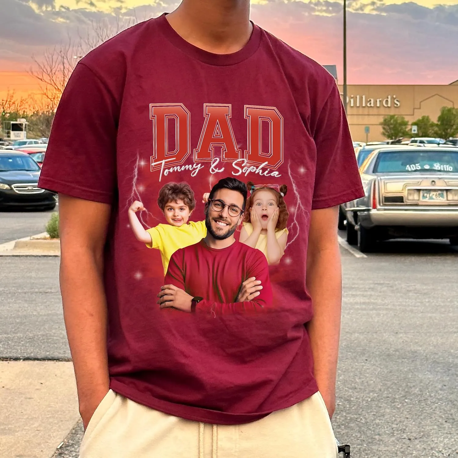 Customized Dad Shirt with Photos, Personalized Dad Shirt with Kids Names, for Dad Grandpa Papa