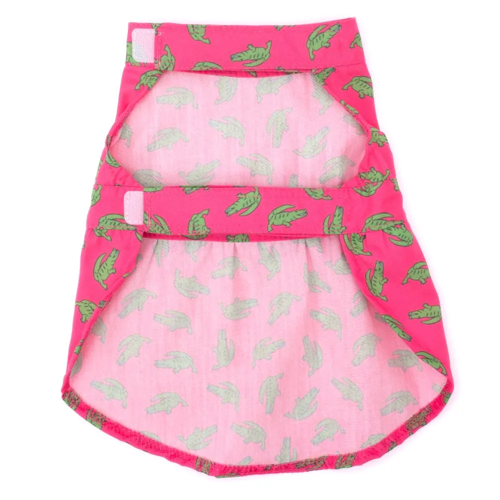 Dog Dress - Al the Gator Pink Dress