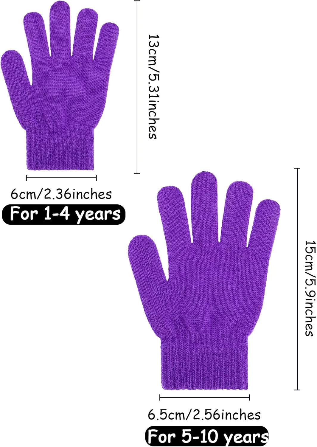 EBOOT 3 Pairs Kids Winter Knit Gloves Stretchy Full Finger Fluffy Mittens for Toddler Boys Girls 1-11 Years