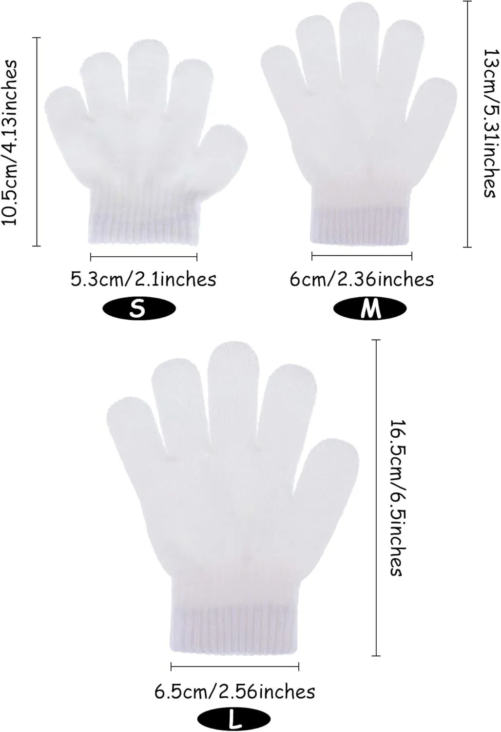 EBOOT 3 Pairs Kids Winter Knit Gloves Stretchy Full Finger Fluffy Mittens for Toddler Boys Girls 1-11 Years