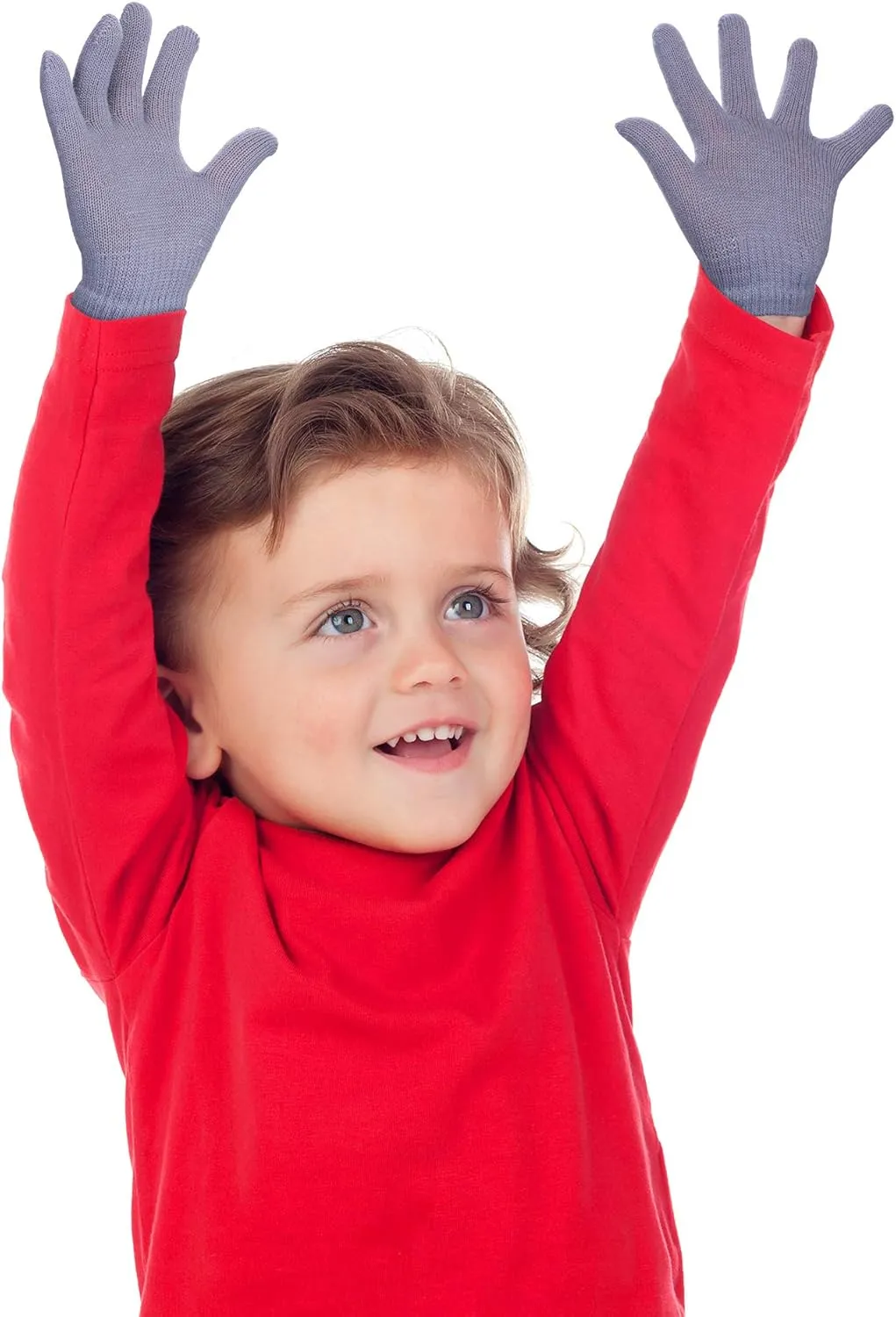 EBOOT 3 Pairs Kids Winter Knit Gloves Stretchy Full Finger Fluffy Mittens for Toddler Boys Girls 1-11 Years
