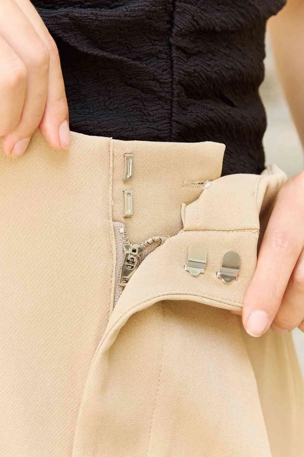 Every Little Thing Full Size Pleated High Waisted Shorts in Sand