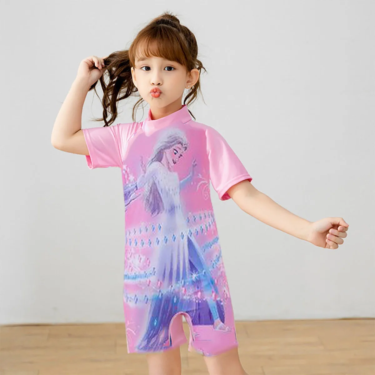 Fancydresswale frozen elsa Girls Swimsuits Short Sleeve Swimwear with Matching Cap - frozen