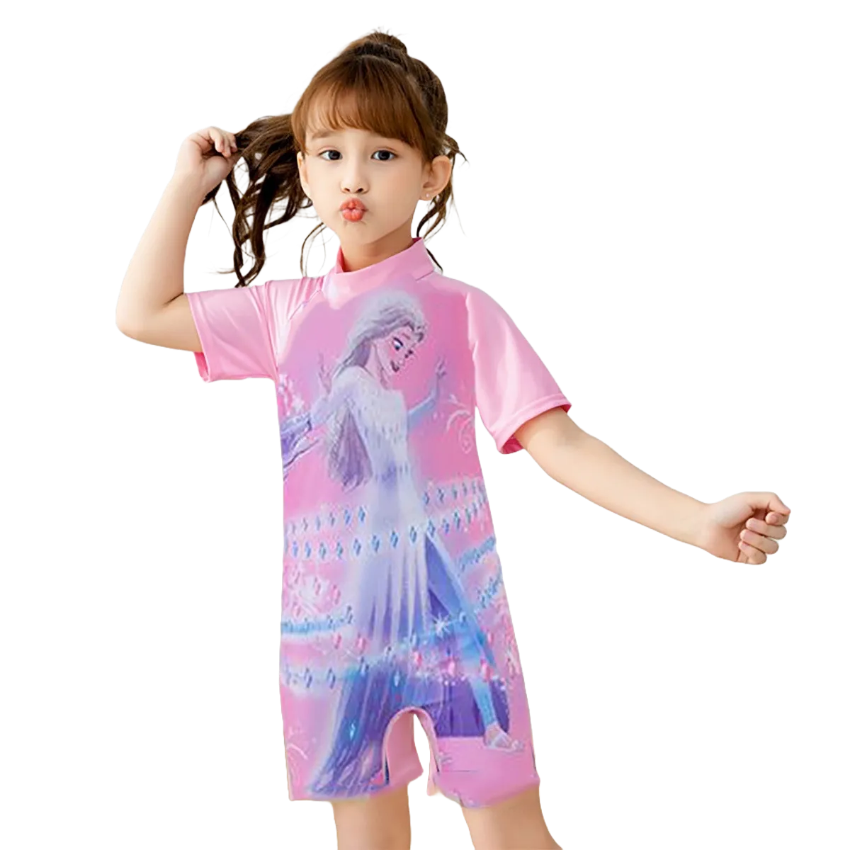 Fancydresswale frozen elsa Girls Swimsuits Short Sleeve Swimwear with Matching Cap - frozen