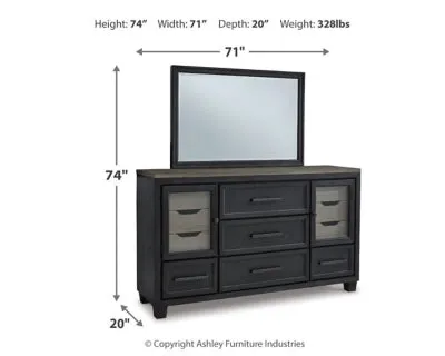 Foyland King Panel Storage Bed with Mirrored Dresser, Chest and Nightstand
