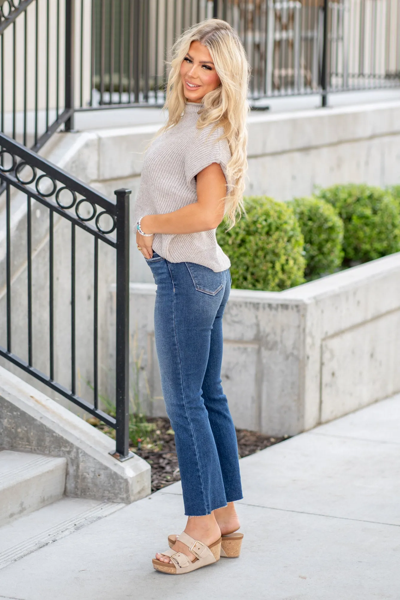 Golden Hour High Rise Button Fly Cropped Flare Regular & Plus Sizes
