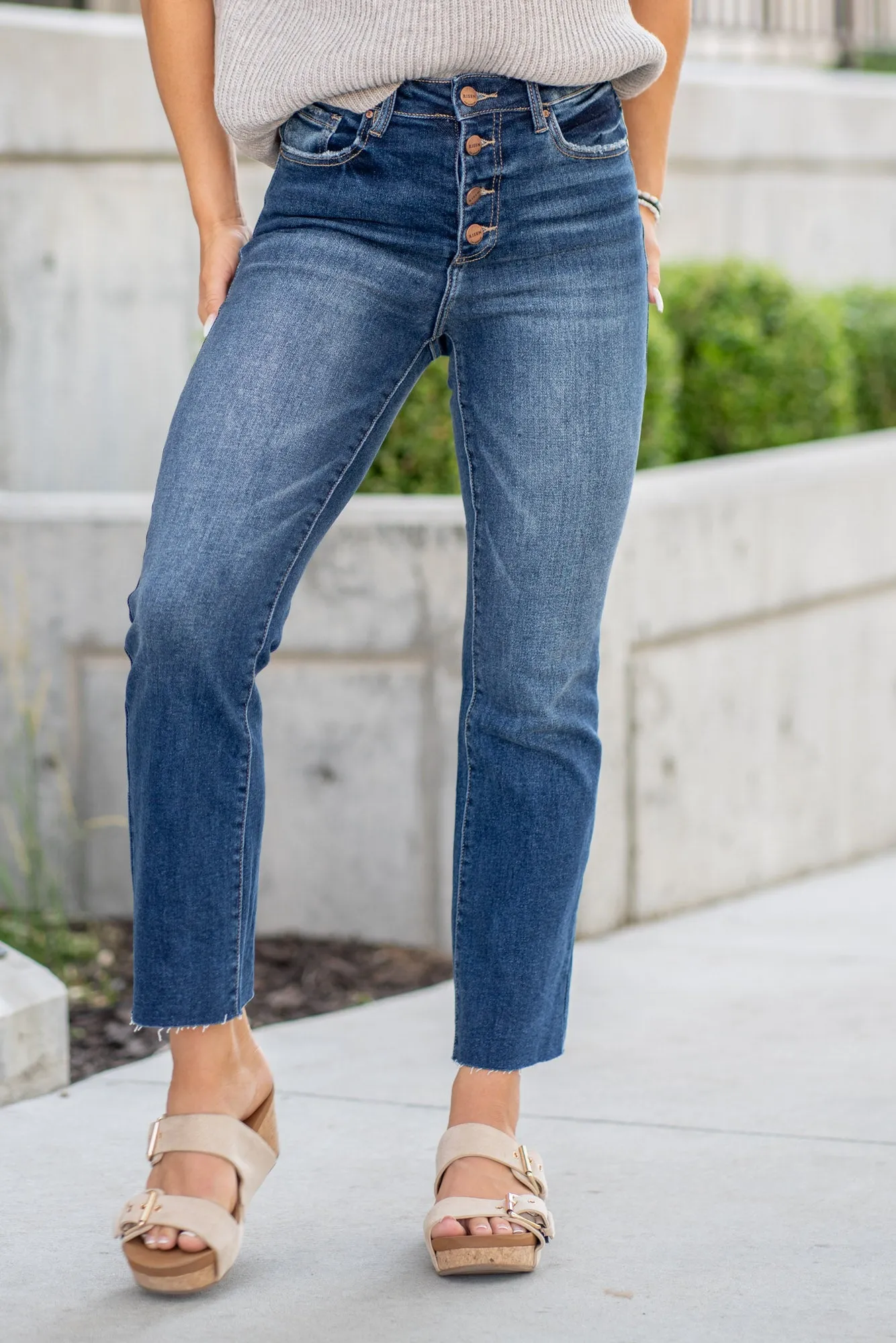 Golden Hour High Rise Button Fly Cropped Flare Regular & Plus Sizes