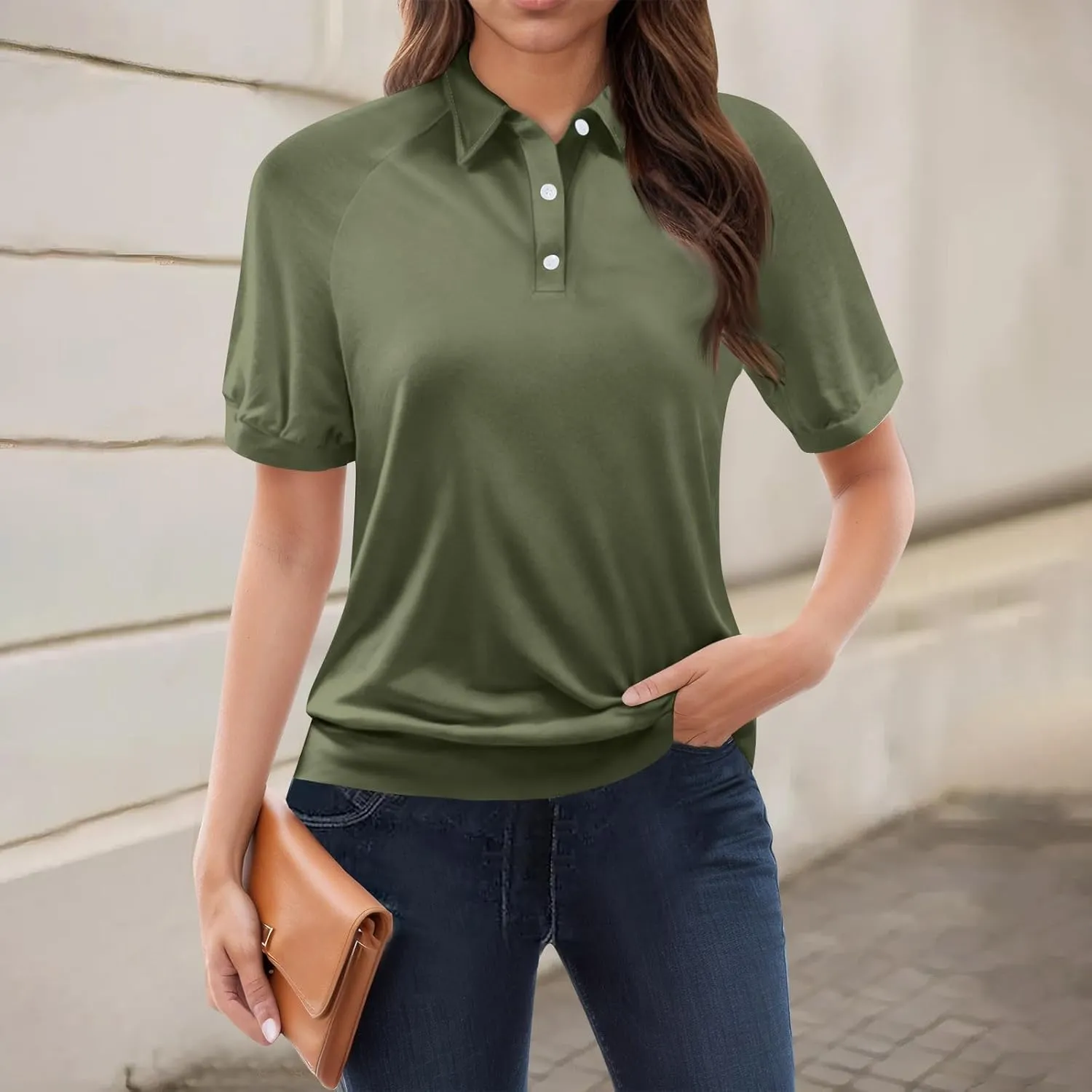 Golf Polo Shirts for Women 2025 Summer Short Sleeve Button Down Blouse Plus Size Dressy Casual Work Tops