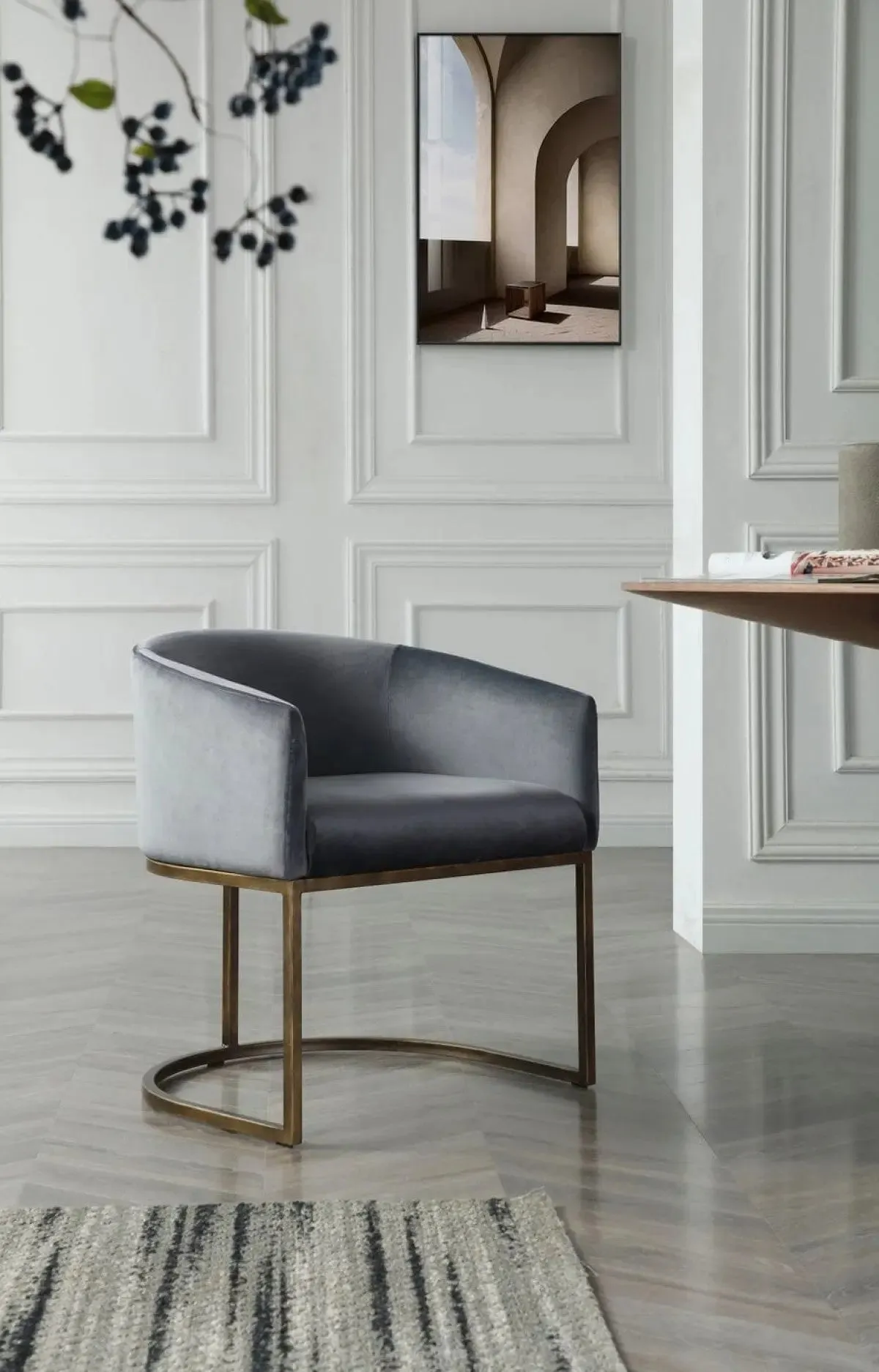 Gray Velvet Dining Chair