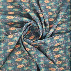Grey & Yellow Ikkat Print Semi Viscose Fabric