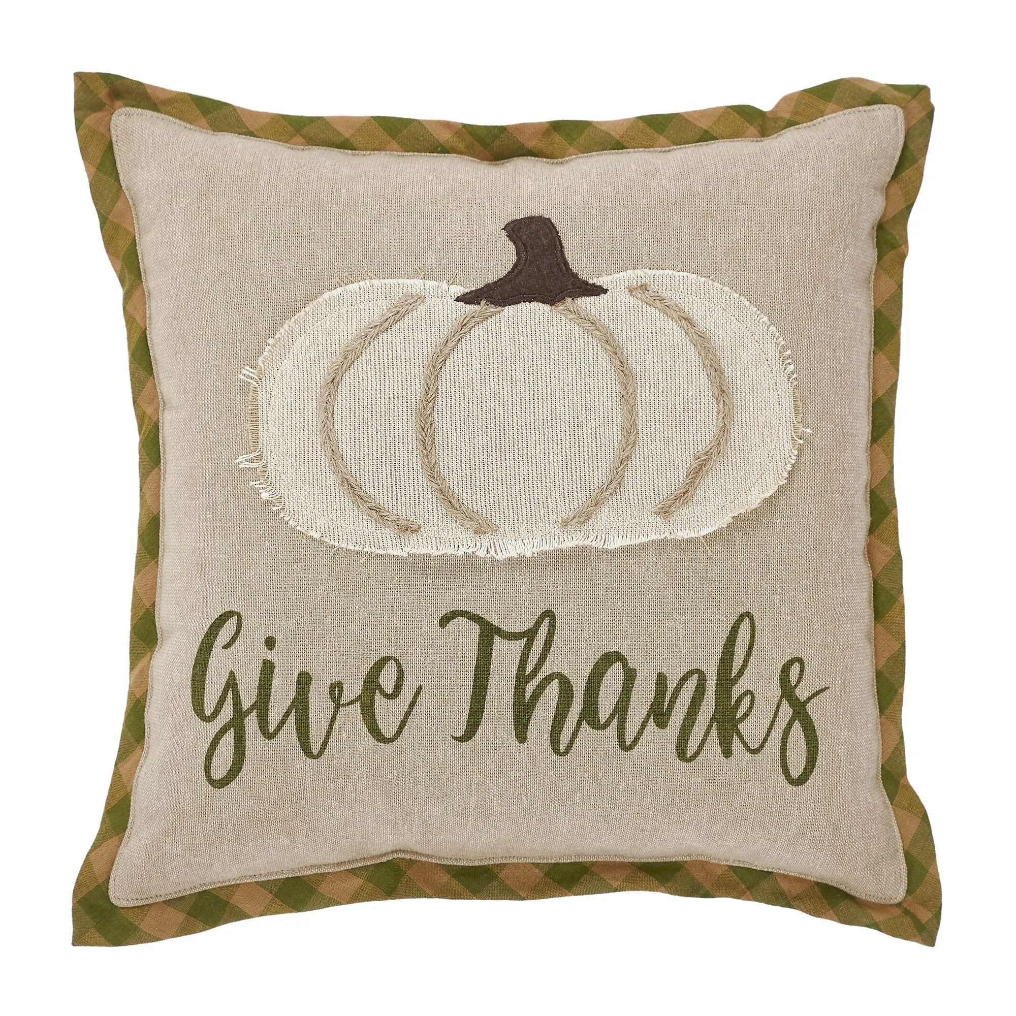 Harvest Blessings Applique Pumpkin Give Thanks Pillow 12x12"