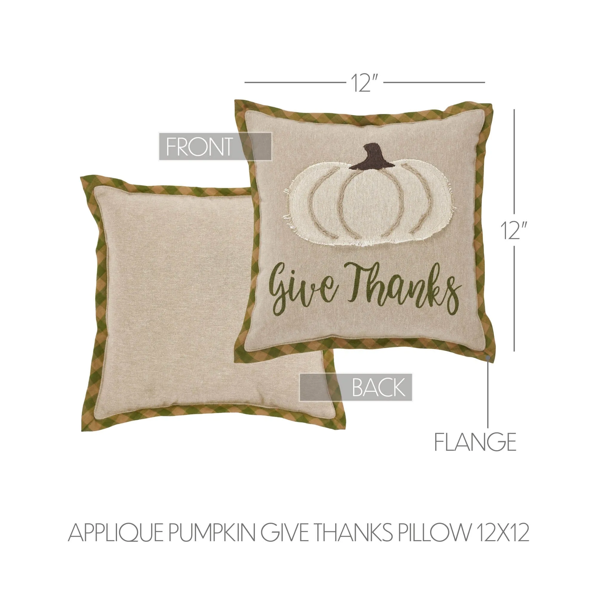 Harvest Blessings Applique Pumpkin Give Thanks Pillow 12x12"