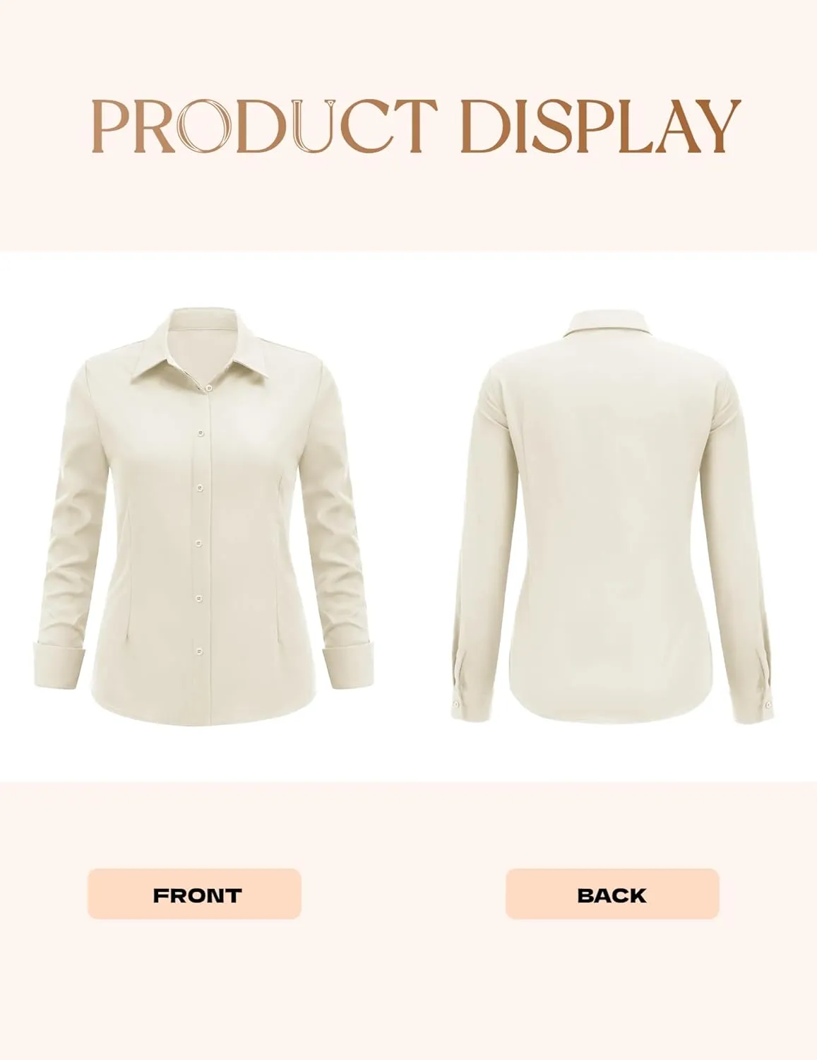 IN'VOLAND Women's Plus Size Button Down Shirts Long Sleeve Collared Casual Shirt Office Work Blouse Tops