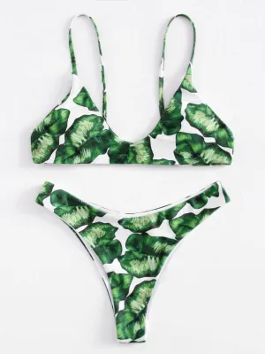 Jungle Print High Leg Bikini Set