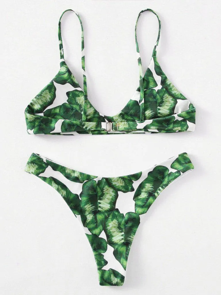 Jungle Print High Leg Bikini Set