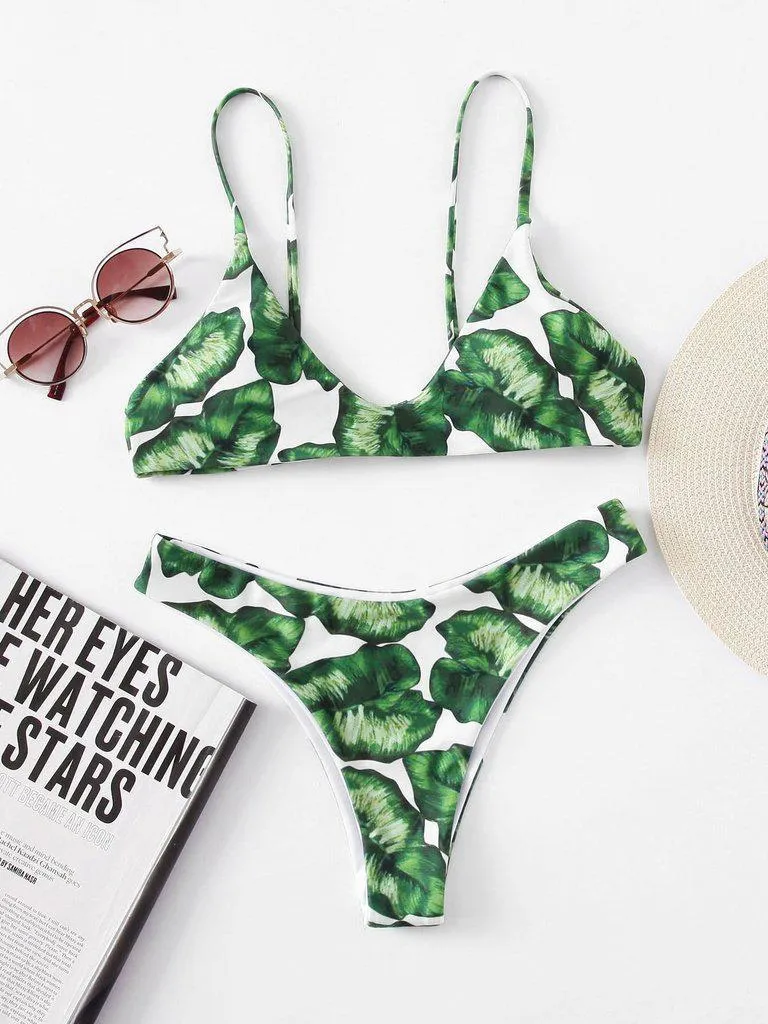 Jungle Print High Leg Bikini Set
