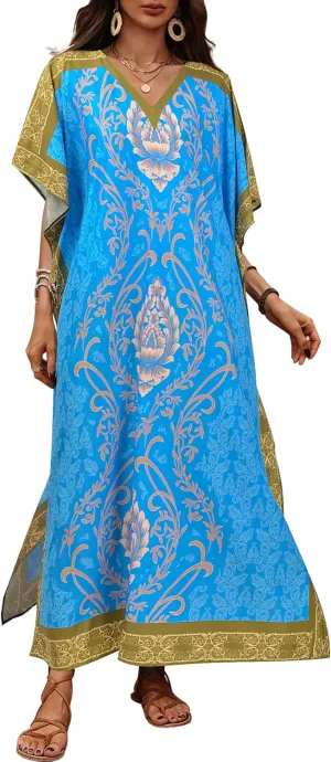 Kaftan Dresses for Women Plus Size Bathing Suit Caftans Swimsuit Cover up Maxi Beach Dress Loungewear
