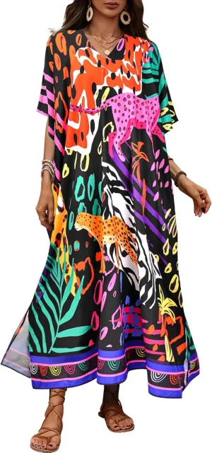 Kaftan Dresses for Women Plus Size Bathing Suit Caftans Swimsuit Cover up Maxi Beach Dress Loungewear