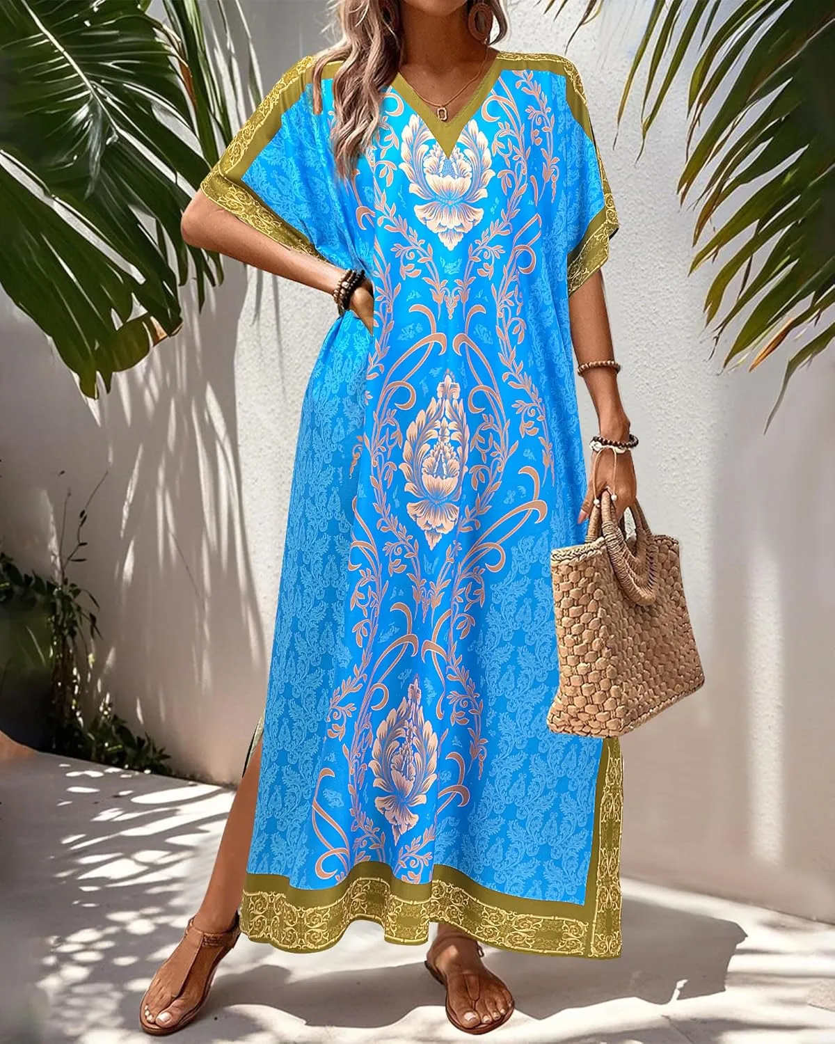 Kaftan Dresses for Women Plus Size Bathing Suit Caftans Swimsuit Cover up Maxi Beach Dress Loungewear