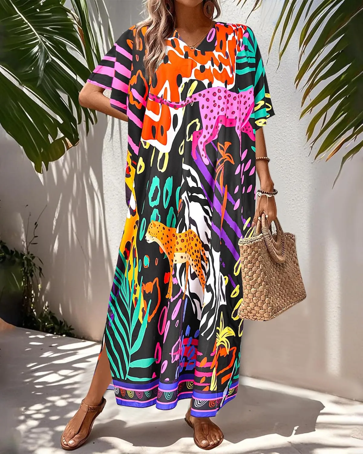 Kaftan Dresses for Women Plus Size Bathing Suit Caftans Swimsuit Cover up Maxi Beach Dress Loungewear