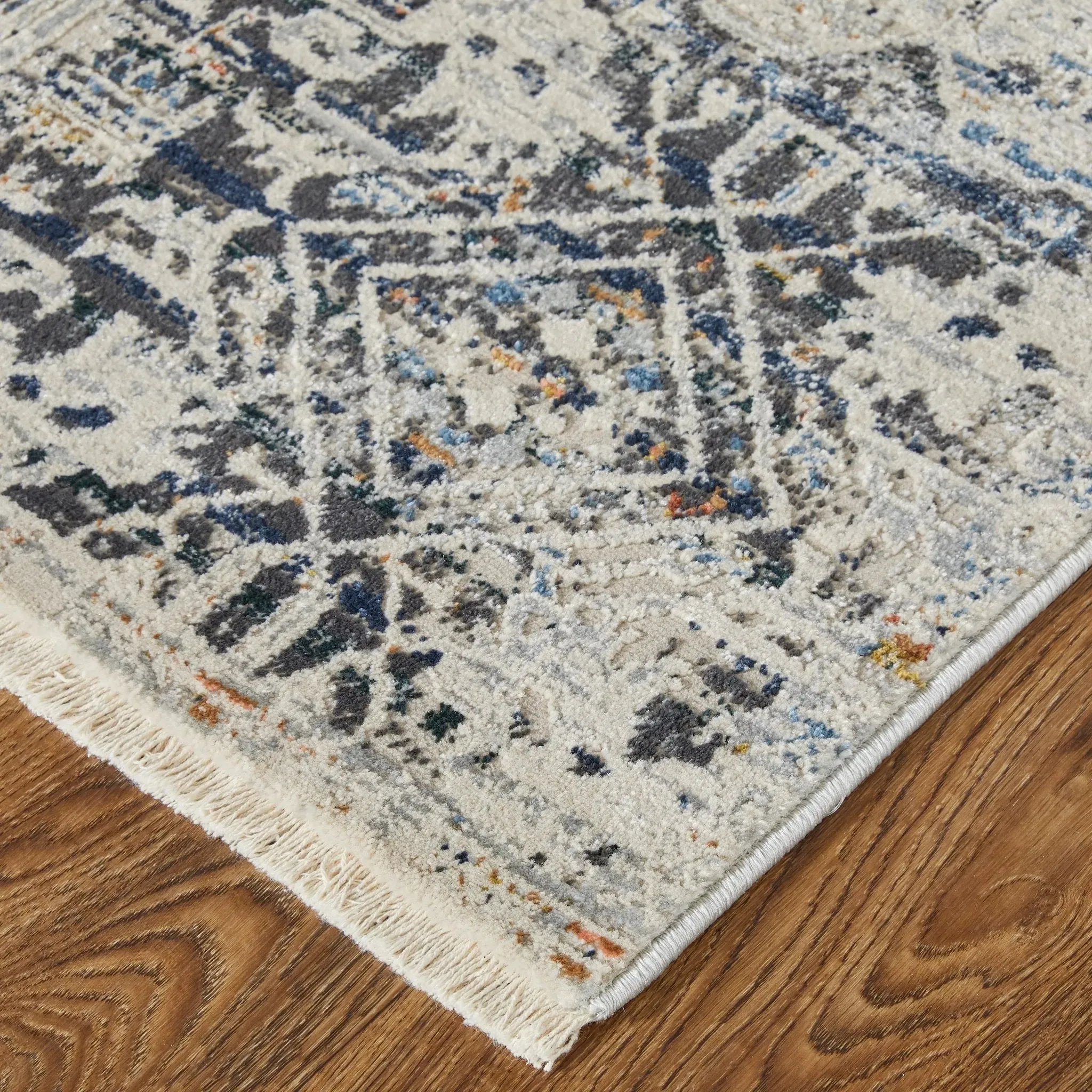Kaia KAI39HUF Navy/Beige Rug