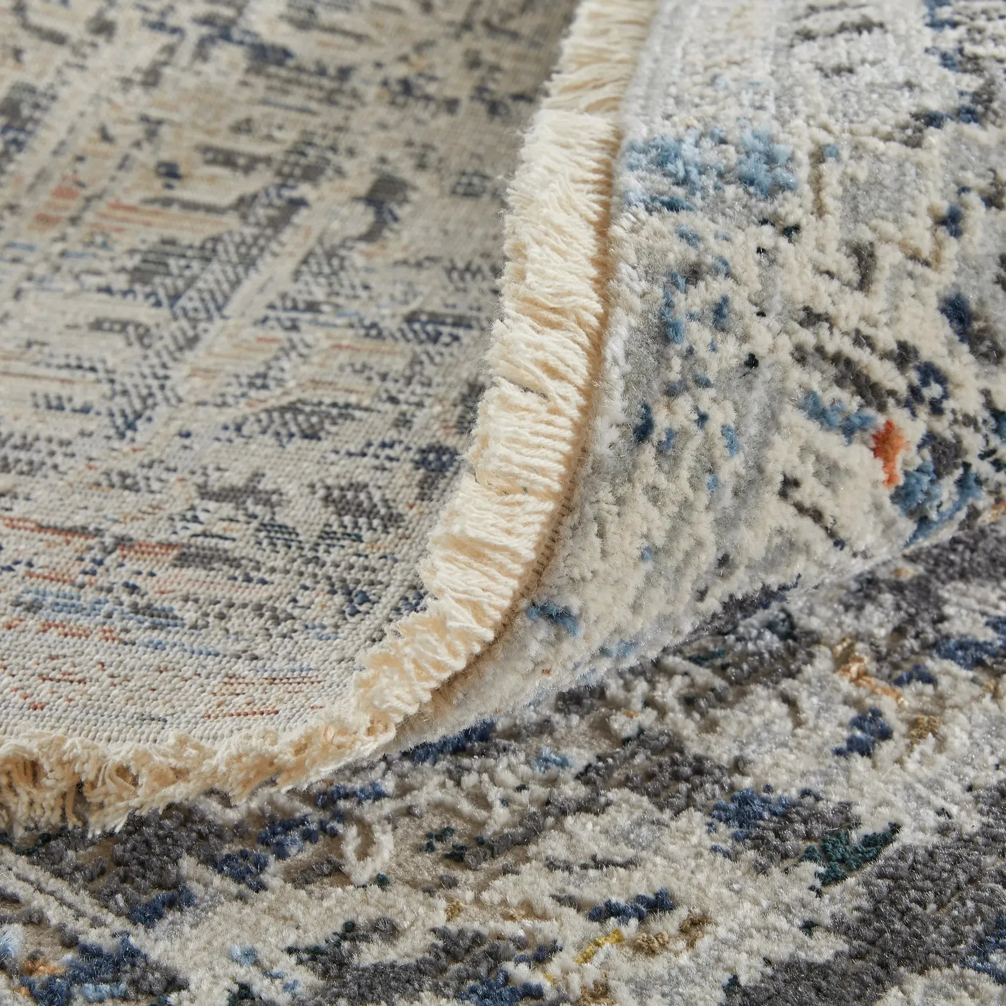 Kaia KAI39HUF Navy/Beige Rug