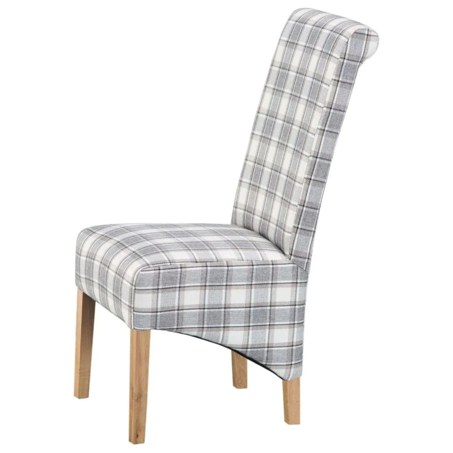 Kettle Home Scroll Back Cappucino Check Chair