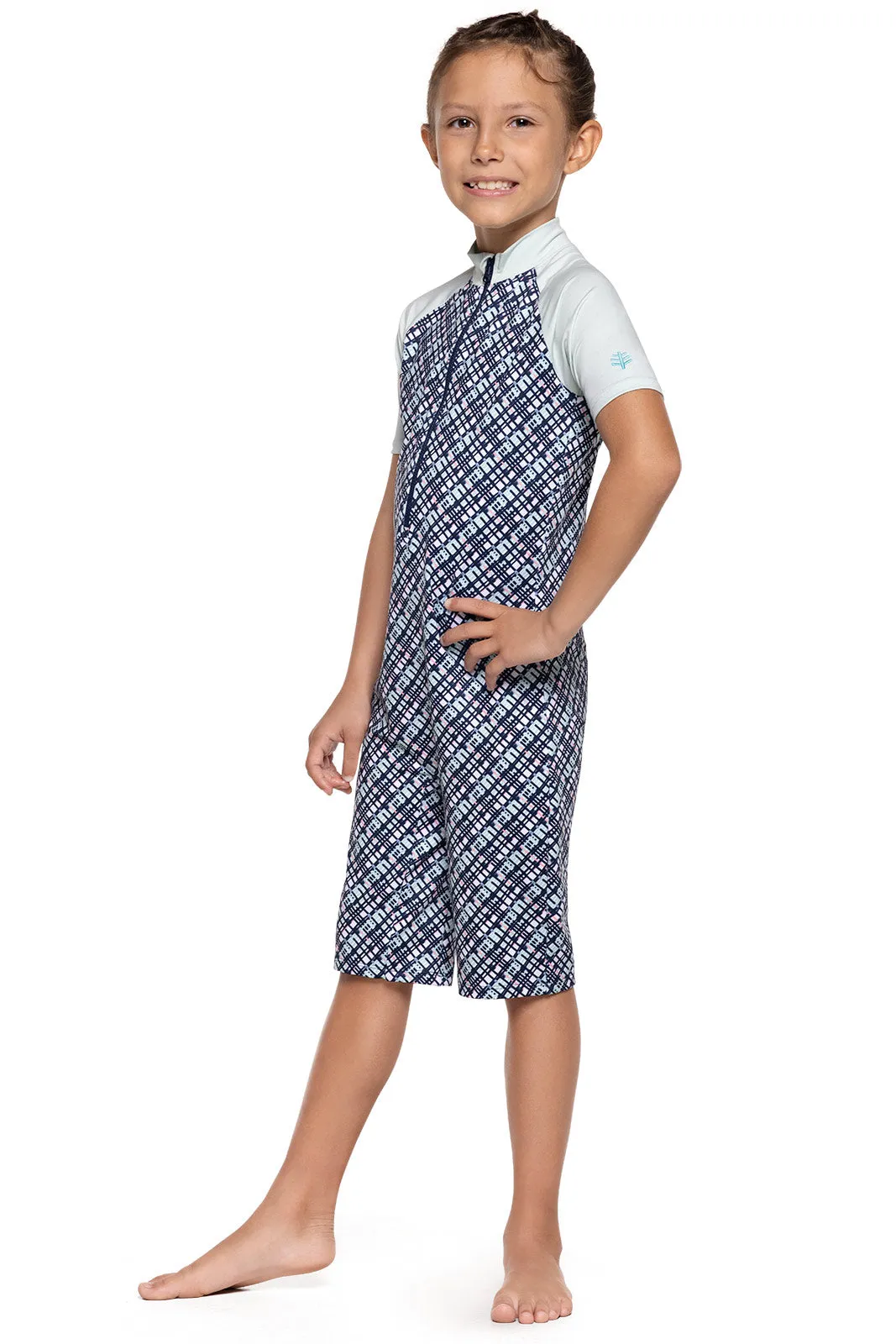 Kid's Barracuda Neck-to-Knee Swimsuit  |  Navy Gulf Stream Stripe