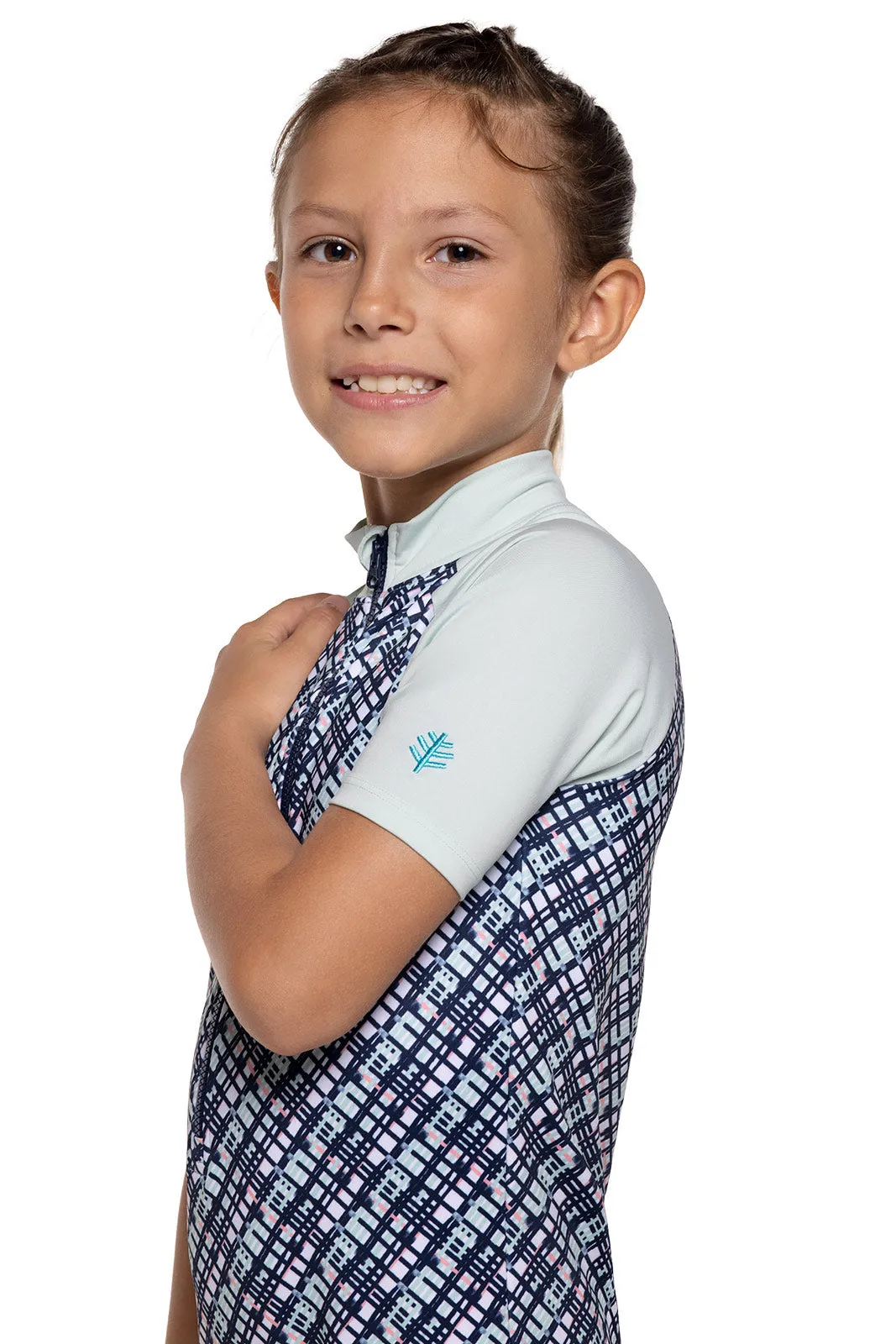 Kid's Barracuda Neck-to-Knee Swimsuit  |  Navy Gulf Stream Stripe