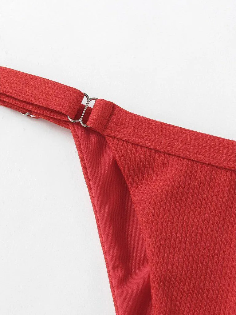 Knot Front Low Back Bikini Set