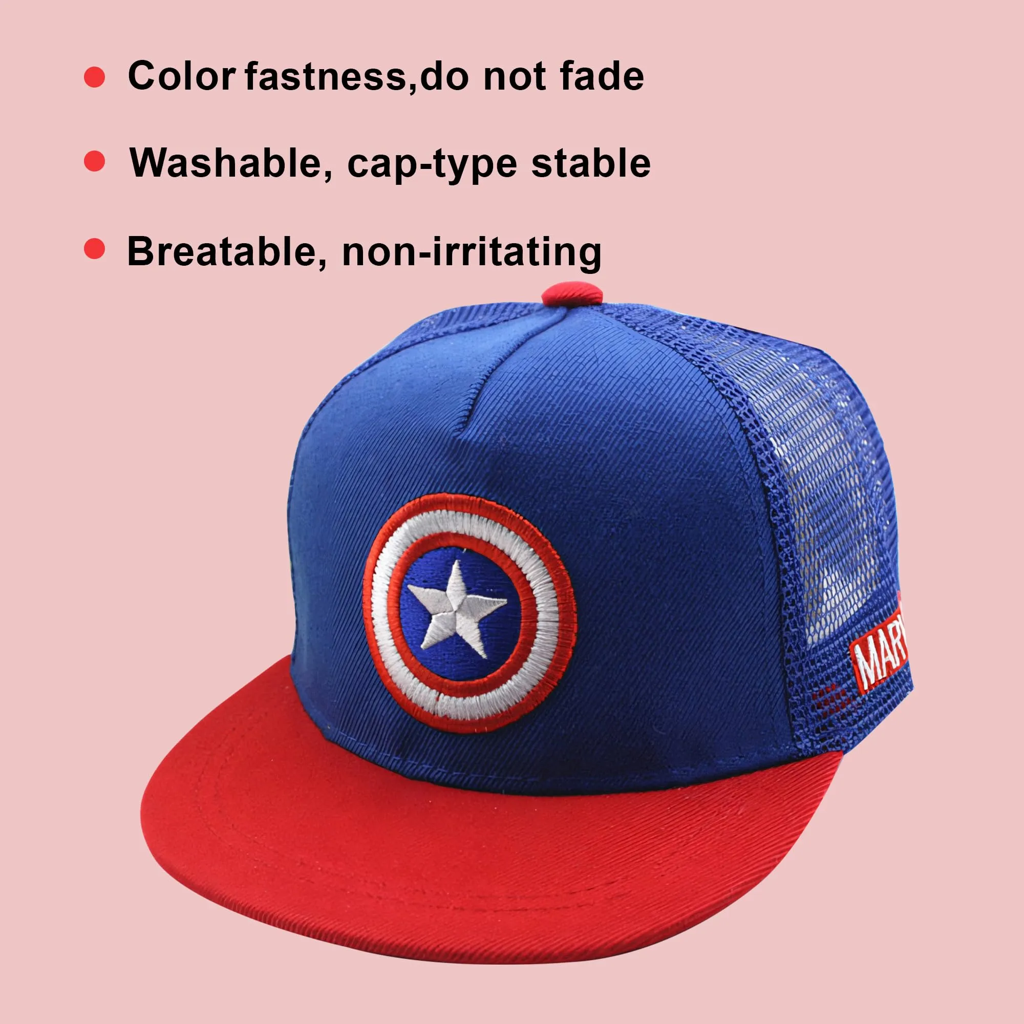 Kuber Industries Pack of 3 Marvel Captain America Cap | Adjustable Cap for Boys and Girls | Cartoon Character Printed Little Cap for Kids | Cap for 7-12 Year Old Baby Girls and Boys | QI0066-A | Blue