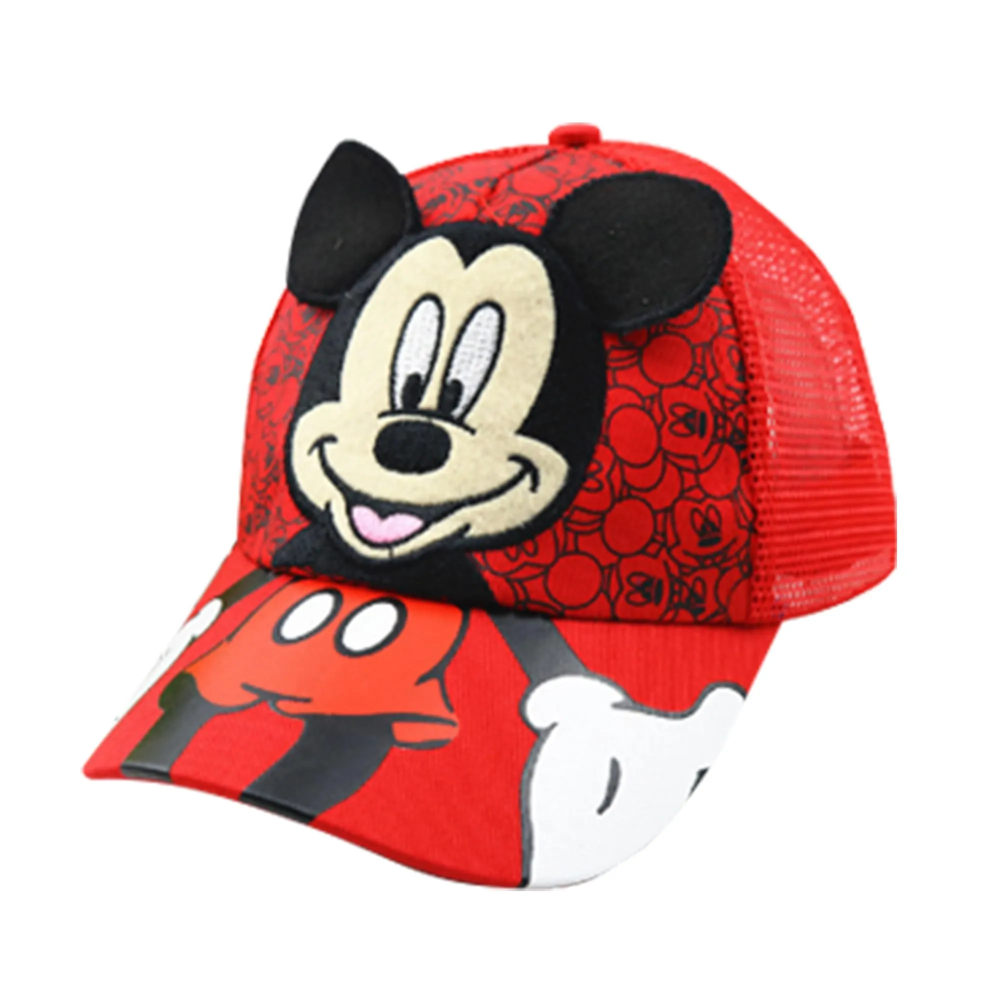 Kuber Industries Pack of 3 Mickey Mouse Cap | Adjustable Cap for Boys and Girls | Cartoon Character Printed Little Cap for Kids | Cap for 7-12 Year Old Baby Girls and Boys |QI0102-A | Red