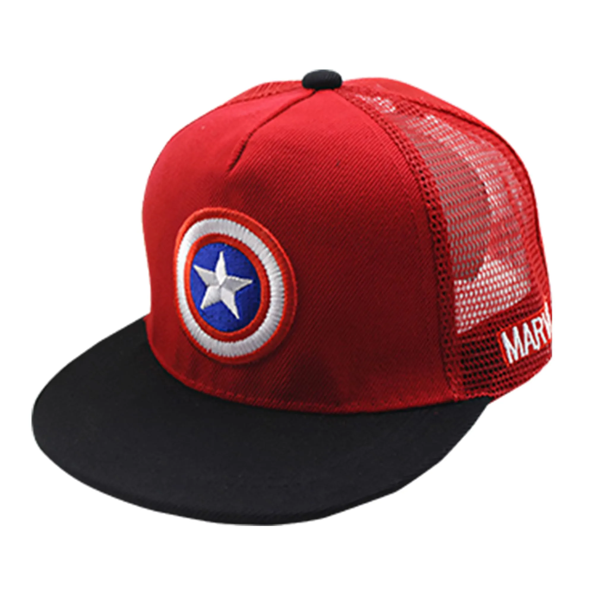 Kuber Industries Pack of 4 Marvel Captain America Cap | Adjustable Cap for Boys and Girls | Cartoon Character Printed Little Cap for Kids |Cap for 7-12 Year Old Baby Girls and Boys |QI0066-B | Red