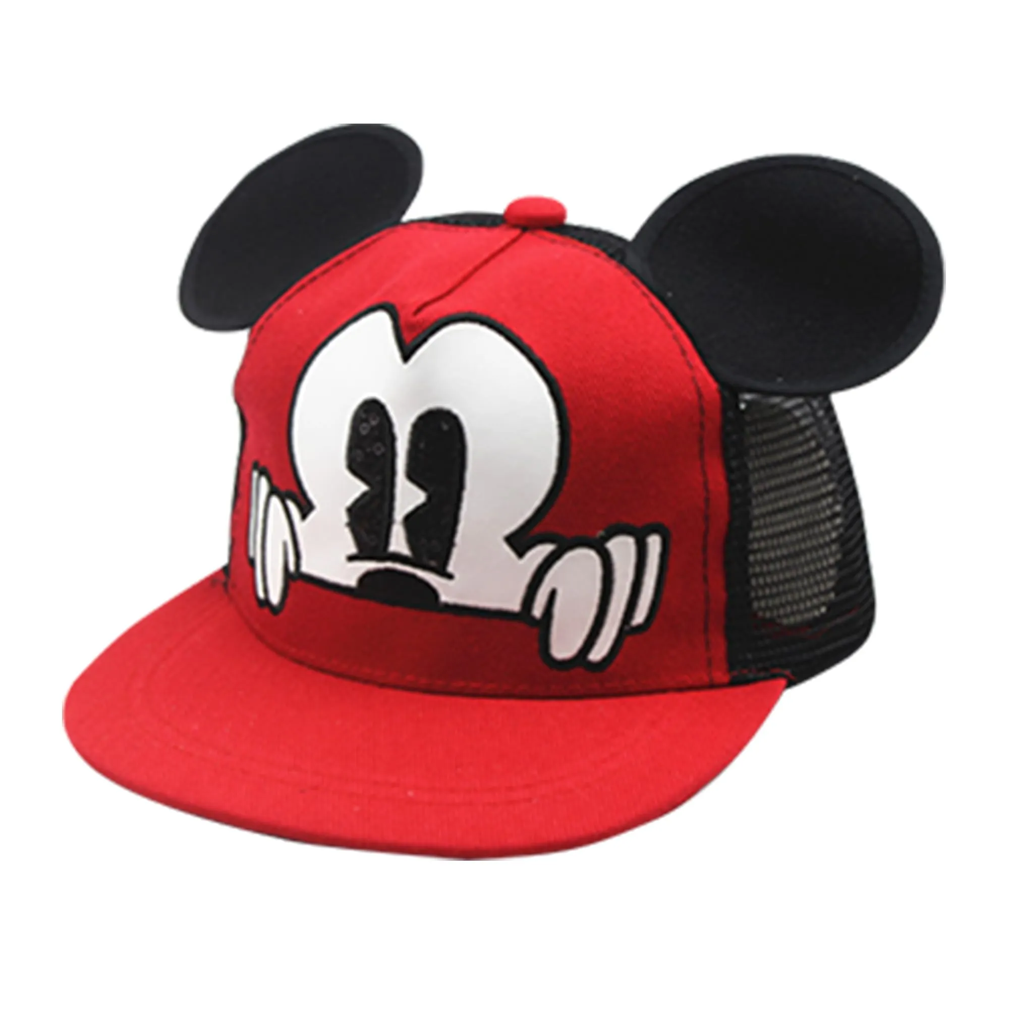 Kuber Industries Pack of 4 Mickey Mouse Cap | Adjustable Cap for Boys and Girls | Cartoon Character Printed Little Cap for Kids | Cap for 7-12 Year Old Baby Girls and Boys | T1639-B | Red