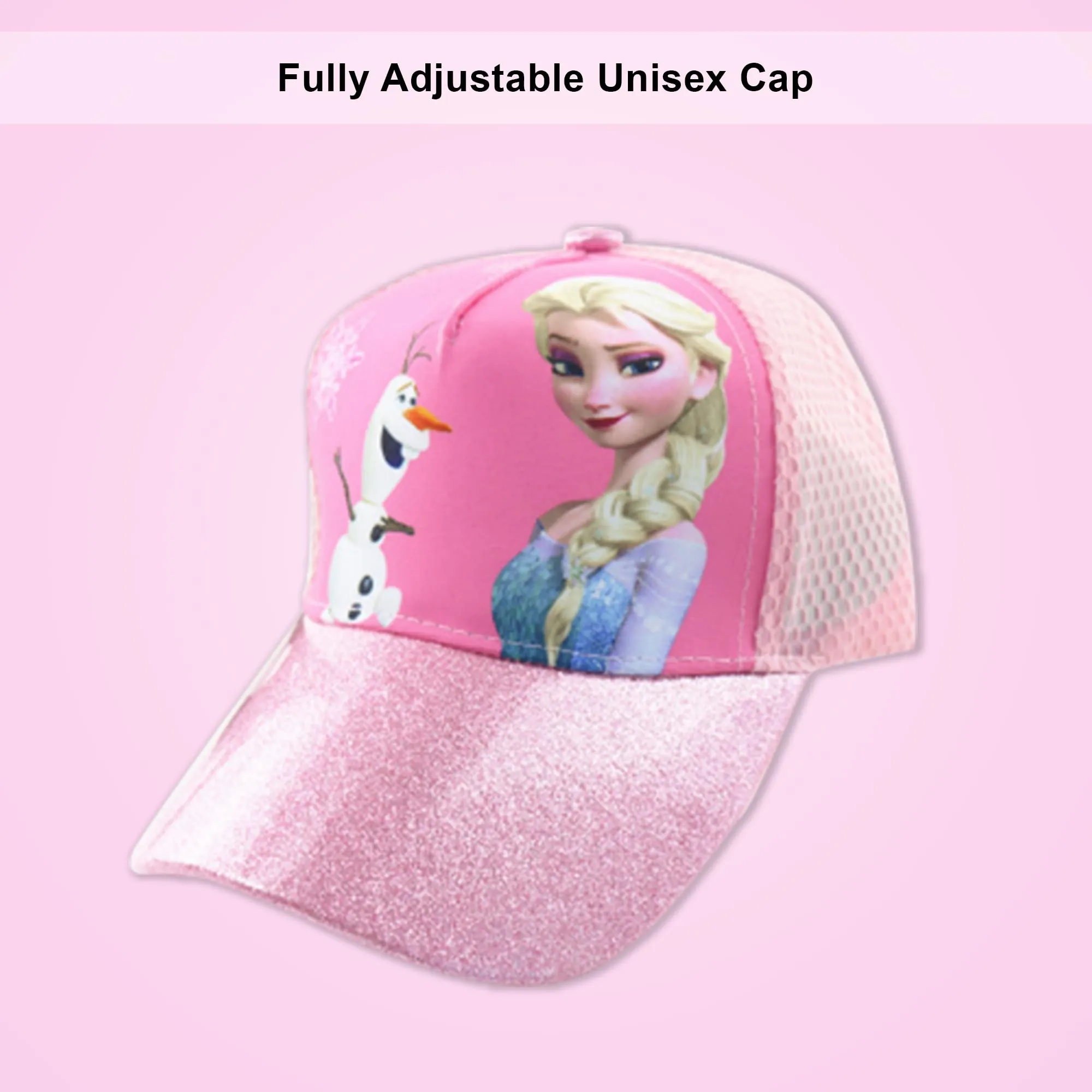 Kuber Industries Pack of 4 Princess Cap | Adjustable Cap for Boys and Girls | Cartoon Character Printed Little Cap for Kids | Cap for 7-12 Year Old Baby Girls and Boys |T206221-A | Pink