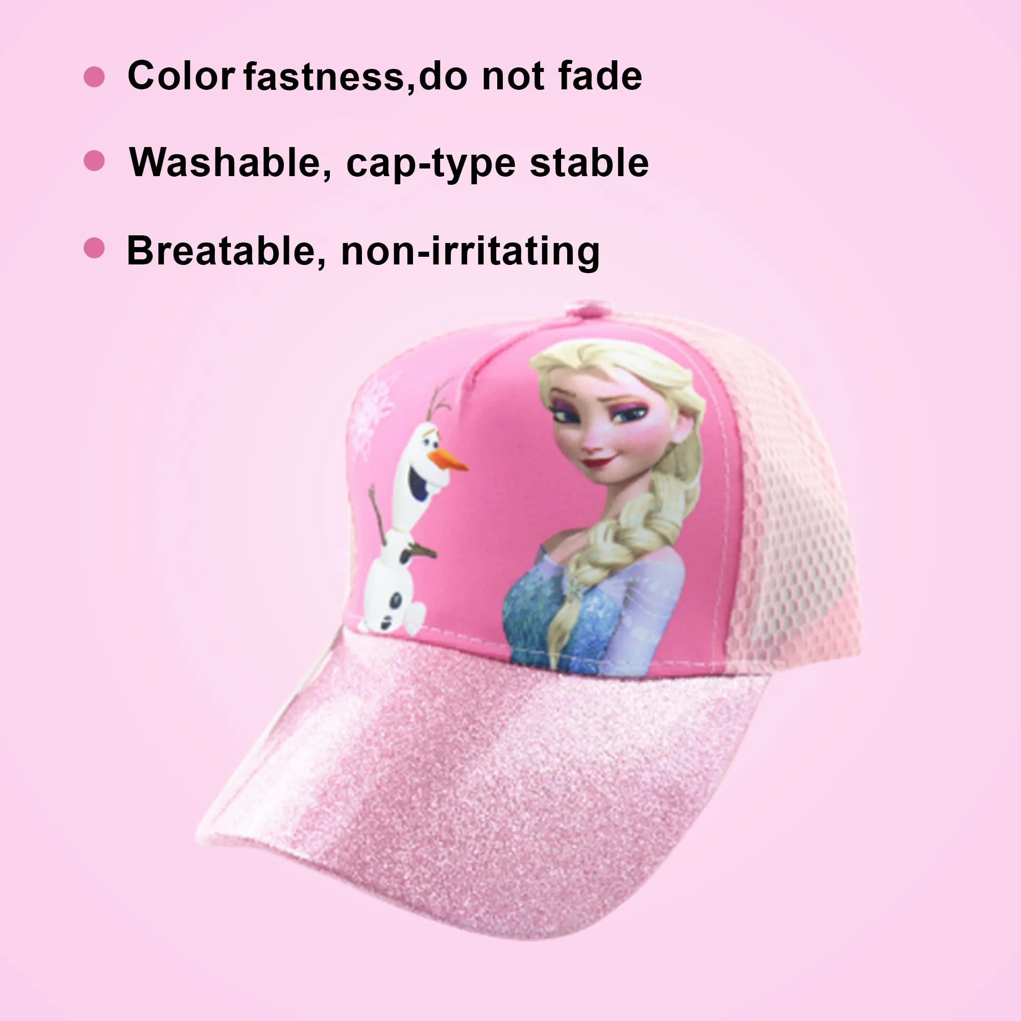 Kuber Industries Pack of 4 Princess Cap | Adjustable Cap for Boys and Girls | Cartoon Character Printed Little Cap for Kids | Cap for 7-12 Year Old Baby Girls and Boys |T206221-A | Pink