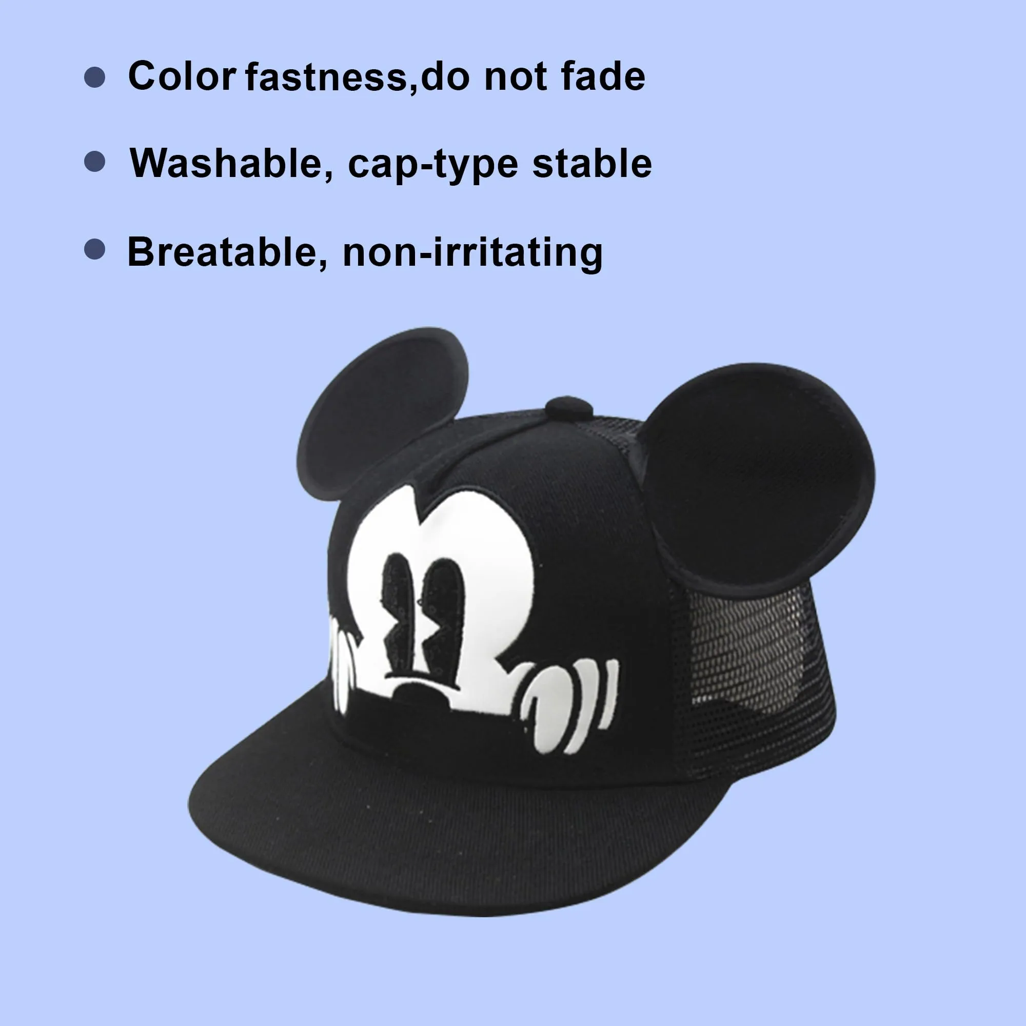 Kuber Industries Pack of 5 Mickey Mouse Cap | Adjustable Cap for Boys and Girls | Cartoon Character Printed Little Cap for Kids | Cap for 7-12 Year Old Baby Girls and Boys |T1639-A | Black