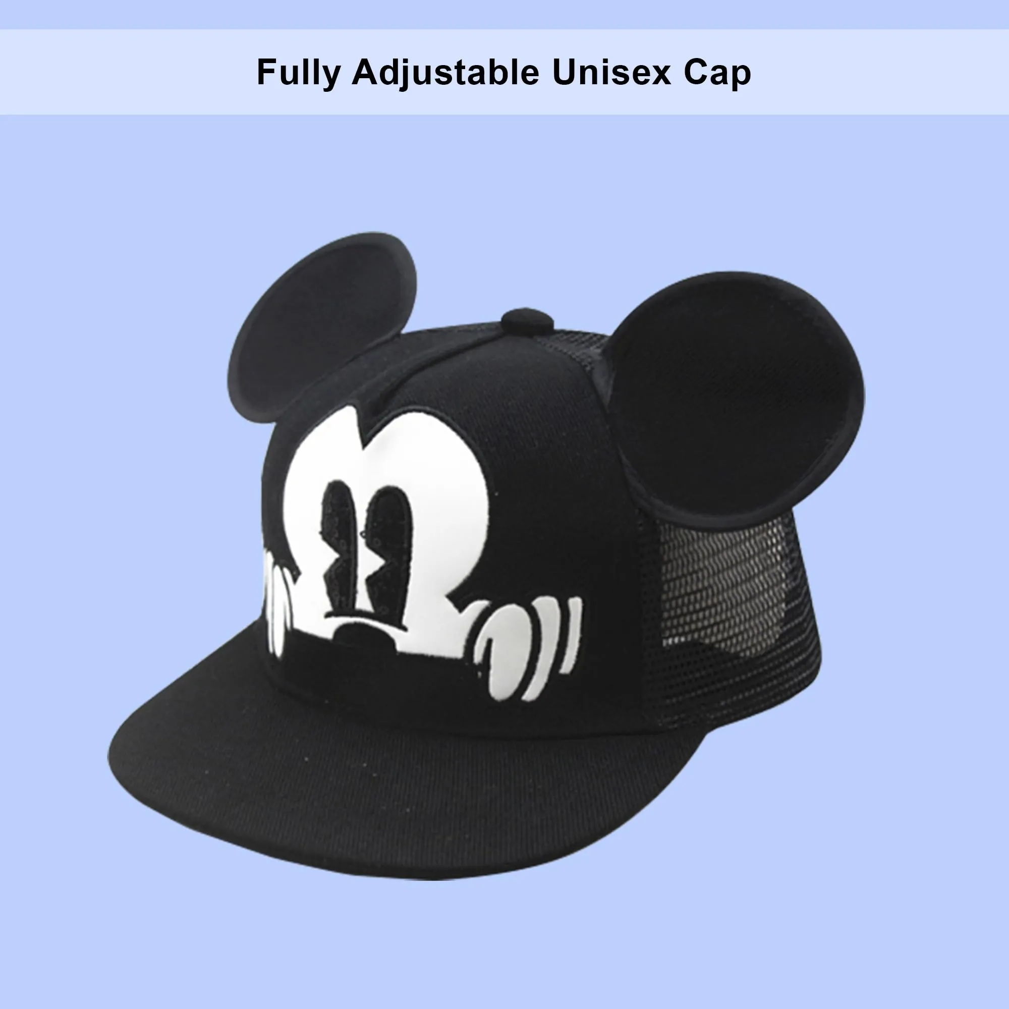 Kuber Industries Pack of 5 Mickey Mouse Cap | Adjustable Cap for Boys and Girls | Cartoon Character Printed Little Cap for Kids | Cap for 7-12 Year Old Baby Girls and Boys |T1639-A | Black