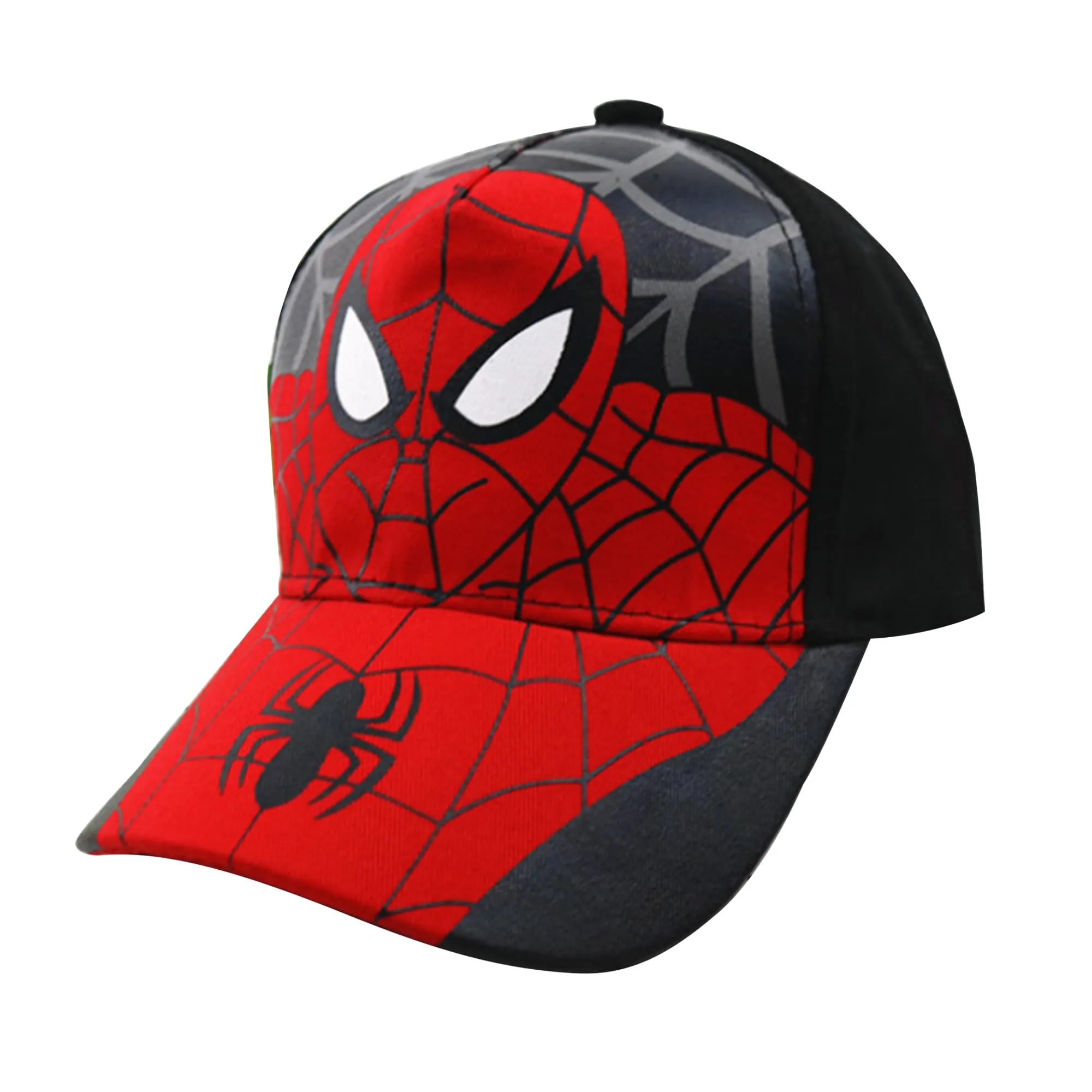 Kuber Industries Pack of 5 Spiderman Cap | Adjustable Cap for Boys and Girls | Cartoon Character Printed Little Cap for Kids | Cap for 7-12 Year Old Baby Girls and Boys | T8103-B | Black & Red