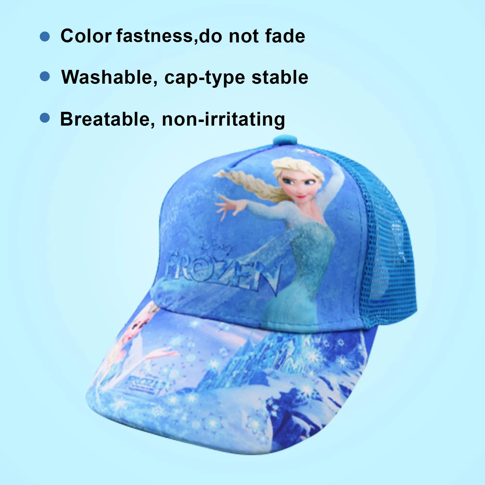 Kuber Industries Pack of 6 Princess Cap | Adjustable Cap for Boys and Girls | Cartoon Character Printed Little Cap for Kids | Cap for 7-12 Year Old Baby Girls and Boys | QI0015 | Aqua