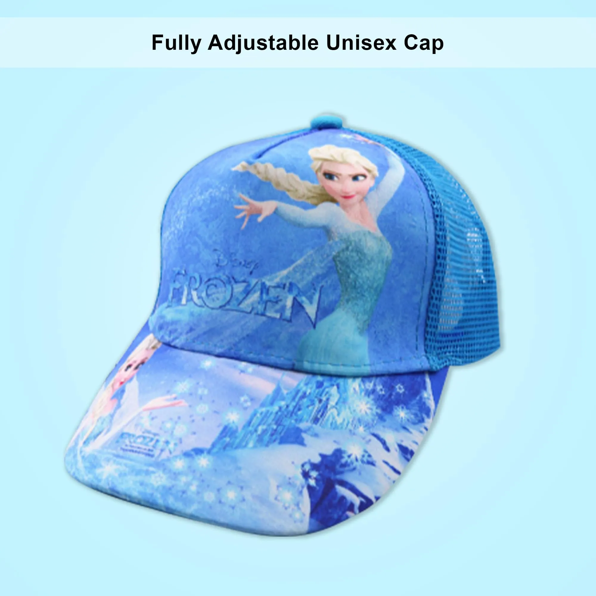 Kuber Industries Pack of 6 Princess Cap | Adjustable Cap for Boys and Girls | Cartoon Character Printed Little Cap for Kids | Cap for 7-12 Year Old Baby Girls and Boys | QI0015 | Aqua