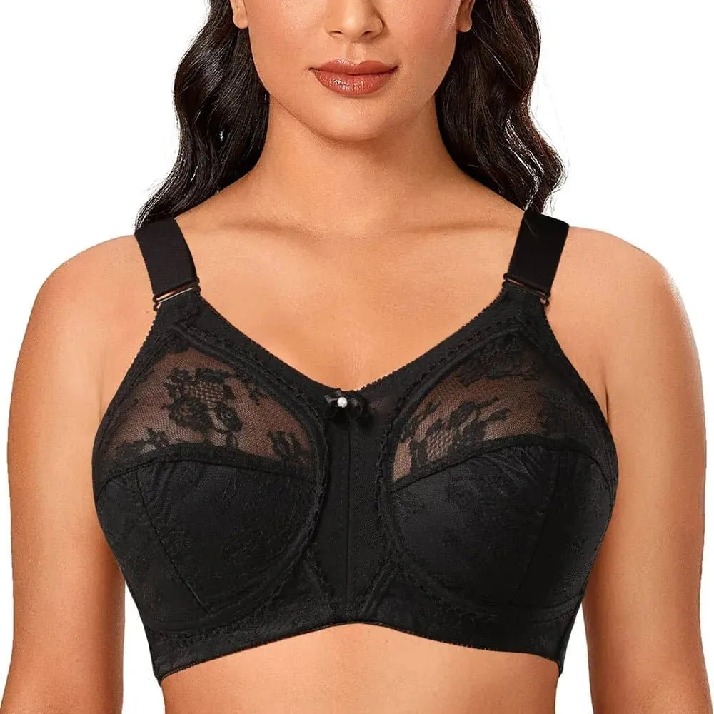Lace Bra Full Cup D E - Comfortable Wire-Free Support