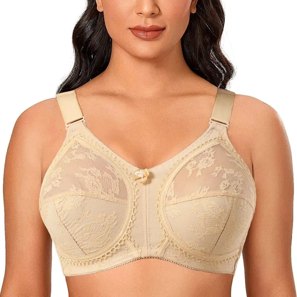 Lace Bra Full Cup D E - Comfortable Wire-Free Support