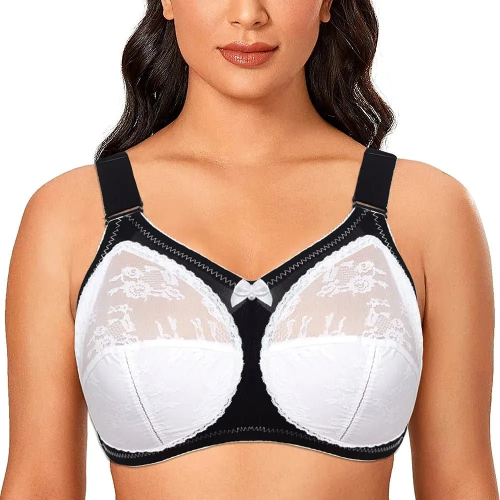 Lace Bra Full Cup D E - Comfortable Wire-Free Support