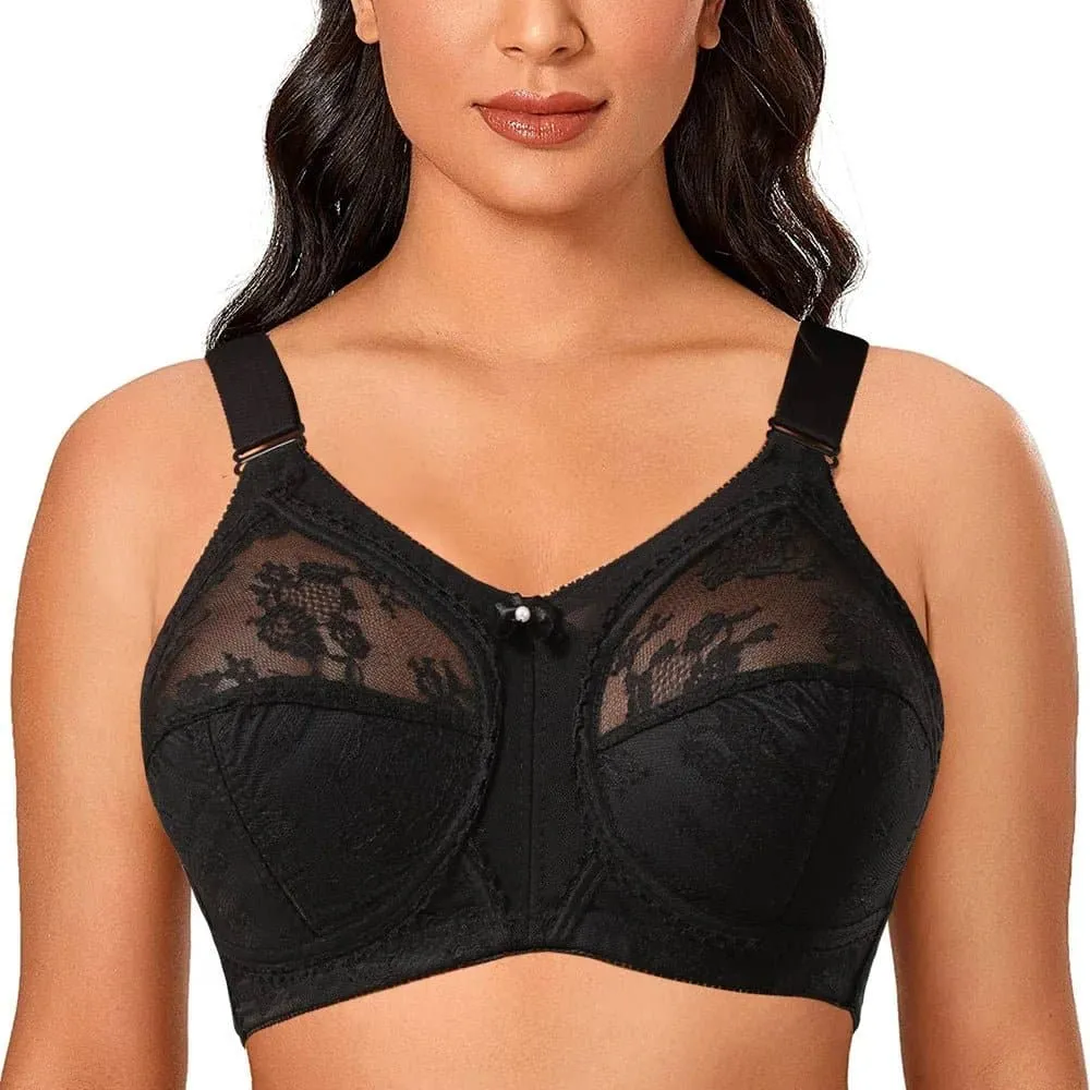 Lace Bra Full Cup D E - Comfortable Wire-Free Support