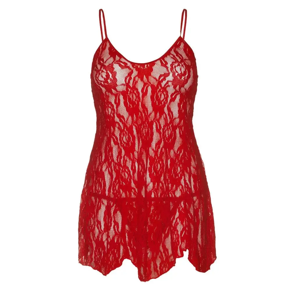 Leg Avenue Rose Lace Flair Red Chemise Uk 14 to 18